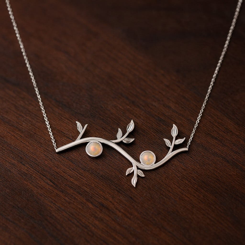 Natural Opal Gemstone 92.5 Sterling Silver Necklace (1 of 7)