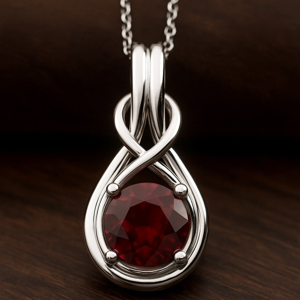 Natural Ruby Gemstone 92.5 Sterling Silver Pendant with Chain: Natural Ruby Gemstone 92.5 Sterling Silver Pendant with Chain Gemstone Shape : Round Gemstone Size : 7 MM Gemstone Quantity : 1 Piece Metal : Silver Metal Purity : 92.5 Sterling Silver Pendant