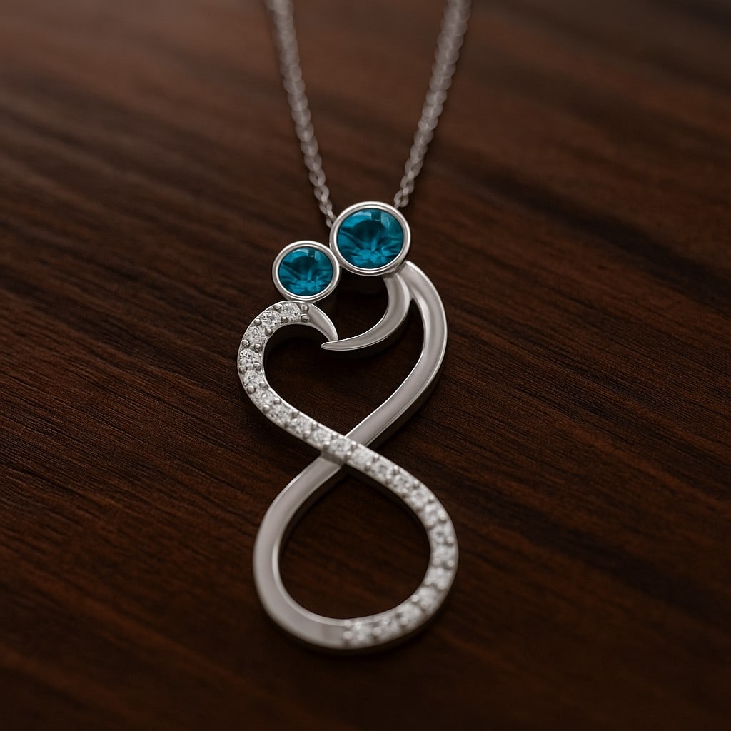 Natural Swiss Blue Topaz & Diamond 92.5 Sterling Silver Pendant with Chain: Natural Swiss Blue Topaz & Diamond 92.5 Sterling Silver Pendant with Chain Gemstone Shape : Round Gemstone Size : 3.2 MM, 2.8 MM Gemstone Quantity : 2 Pieces Diamond Type : Lab Grown Diamond Shape : R