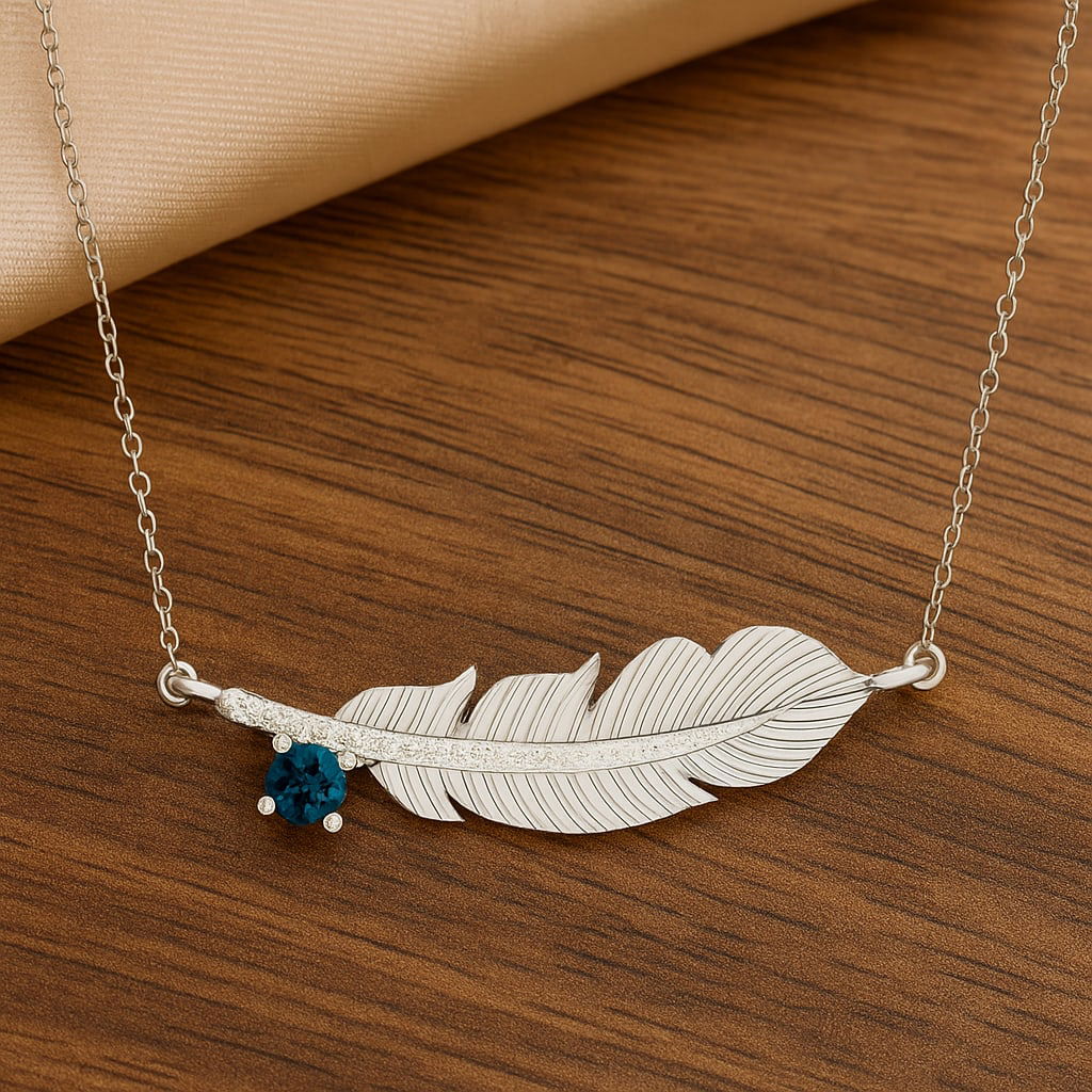 Natural London Blue Topaz & Diamond 92.5 Sterling Silver Necklace: Natural London Blue Topaz & Diamond 92.5 Sterling Silver Necklace Gemstone Shape : Round Gemstone Size : 3 MM Gemstone Quantity : 1 Piece Diamond Type : Lab Grown Diamond Shape : Round Diamond