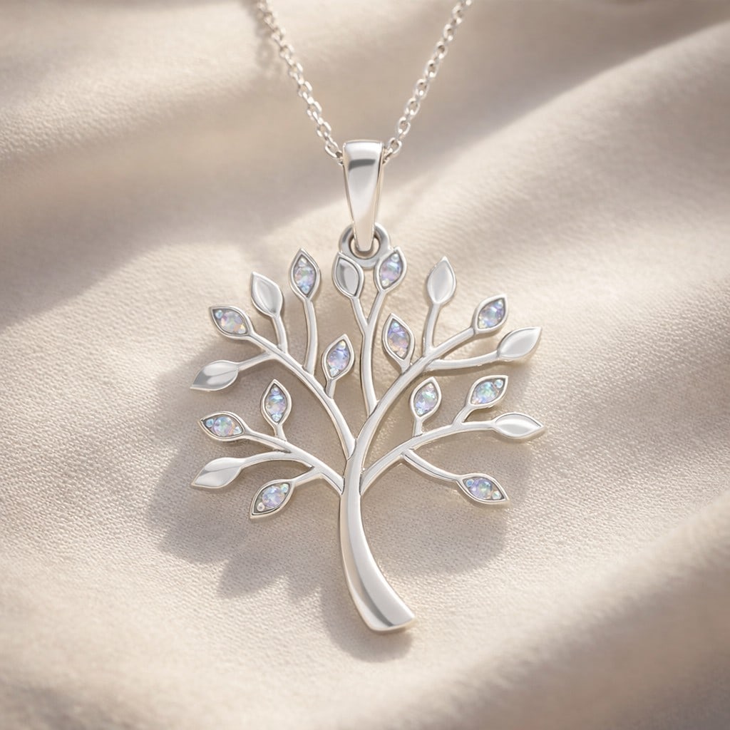 Natural Moonstone Gemstone 92.5 Sterling Silver Pendant with Chain (1 of 7)