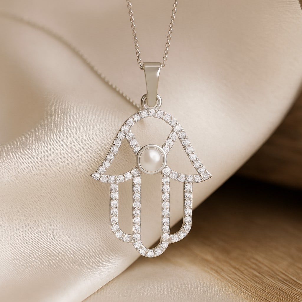 Natural Pearl & Diamond 92.5 Sterling Silver Pendant with Chain: Natural Pearl & Diamond 92.5 Sterling Silver Pendant with Chain Gemstone Shape : Round Gemstone Size : 3.5 MM Gemstone Quantity : 1 Piece Diamond Type : Lab Grown Diamond Shape : Round Diamond