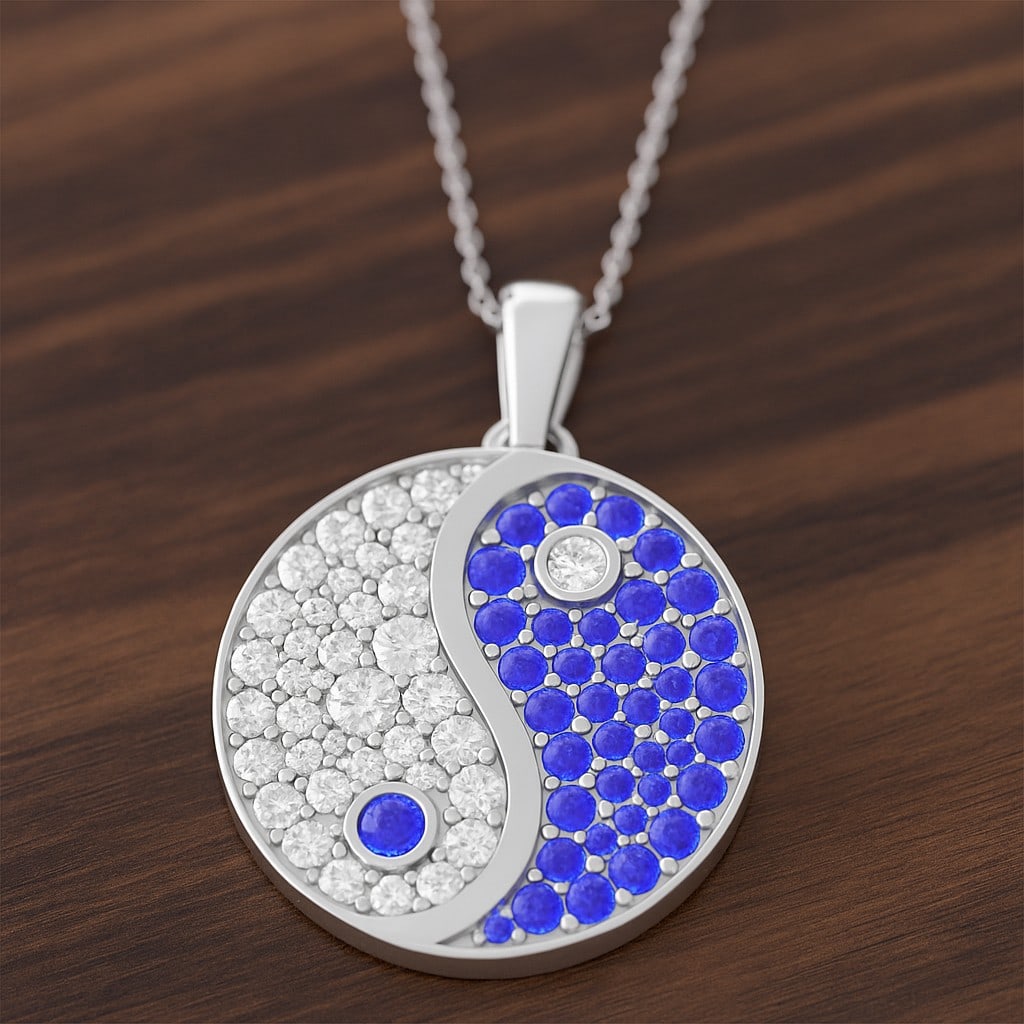 Natural Tanzanite & Diamond 92.5 Sterling Silver Pendant with Chain: Natural Tanzanite & Diamond 92.5 Sterling Silver Pendant with Chain Gemstone Shape : Round Gemstone Size : 1 - 2 MM Gemstone Quantity : 39 Pieces Diamond Type : Lab Grown Diamond Shape : Round