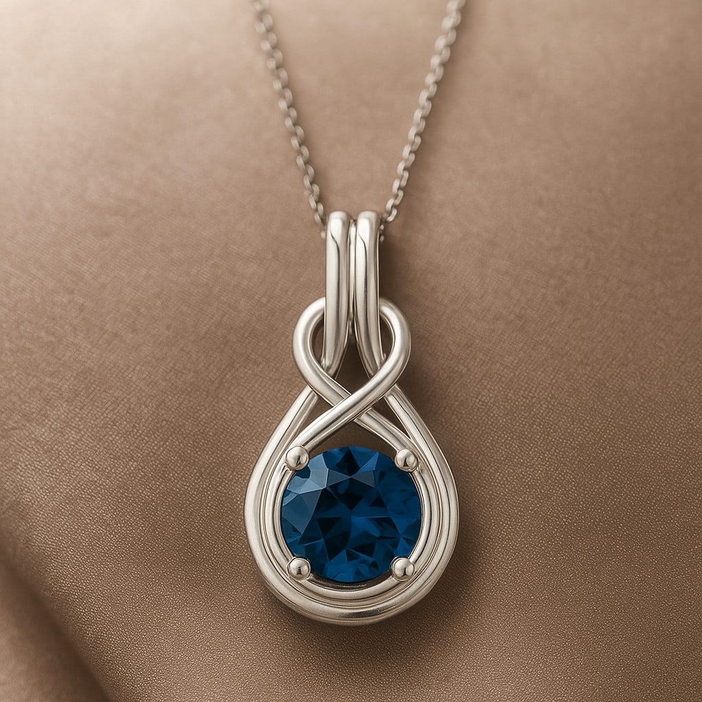 Natural London Blue Topaz Gemstone 92.5 Sterling Silver Pendant with Chain: Natural London Blue Topaz Gemstone 92.5 Sterling Silver Pendant with Chain Gemstone Shape : Round Gemstone Size : 7 MM Gemstone Quantity : 1 Piece Metal : Silver Metal Purity : 92.5 Sterling Silver