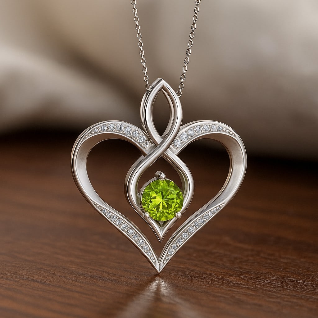 Natural Peridot & Diamond 92.5 Sterling Silver Pendant with Chain: Natural Peridot & Diamond 92.5 Sterling Silver Pendant with Chain Gemstone Shape : Round Gemstone Size : 5 MM Gemstone Quantity : 1 Piece Diamond Type : Lab Grown Diamond Shape : Round Diamond