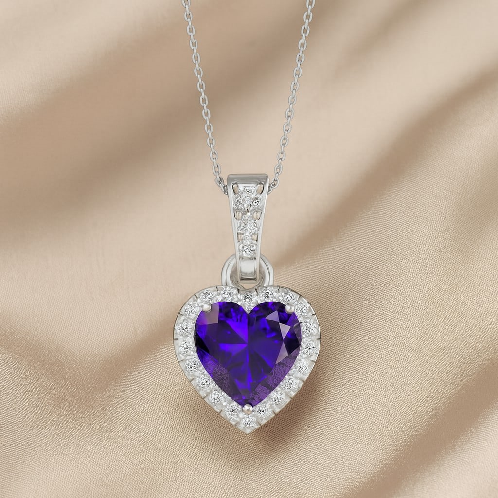 Natural Tanzanite & Diamond 92.5 Sterling Silver Pendant with Chain (1 of 7)