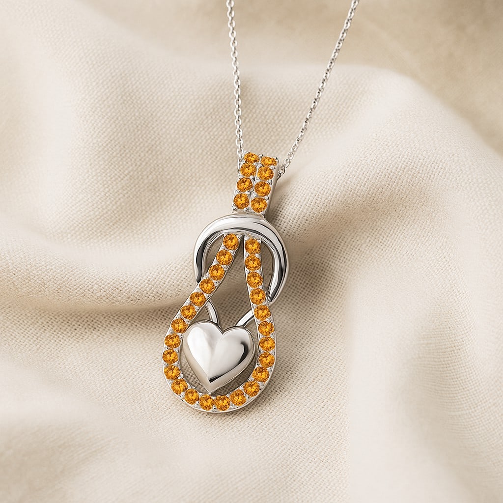 Natural Citrine Gemstone 92.5 Sterling Silver Pendant with Chain: Natural Citrine Gemstone 92.5 Sterling Silver Pendant with Chain Gemstone Shape : Round Gemstone Size : 1.4 MM Gemstone Quantity : 34 Pieces Metal : Silver Metal Purity : 92.5 Sterling Silver P