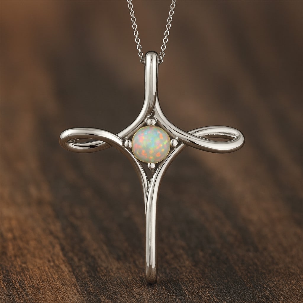 Natural Opal Gemstone 92.5 Sterling Silver Pendant with Chain (1 of 7)