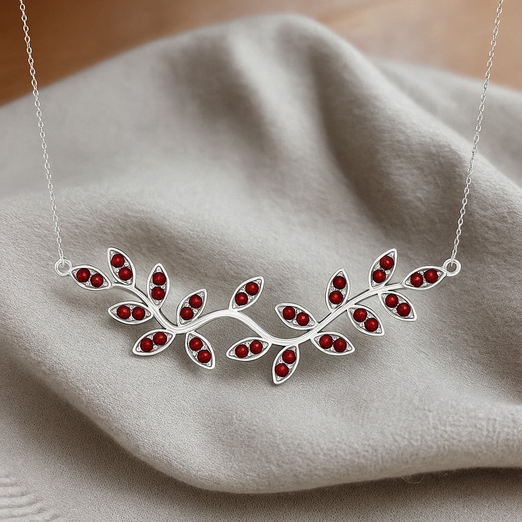 Natural Ruby Gemstone 92.5 Sterling Silver Necklace: Natural Ruby Gemstone 92.5 Sterling Silver Necklace Gemstone Shape : Round Gemstone Size : 1.4 MM Gemstone Quantity : 34 Pieces Metal : Silver Metal Purity : 92.5 Sterling Silver Pendant Length