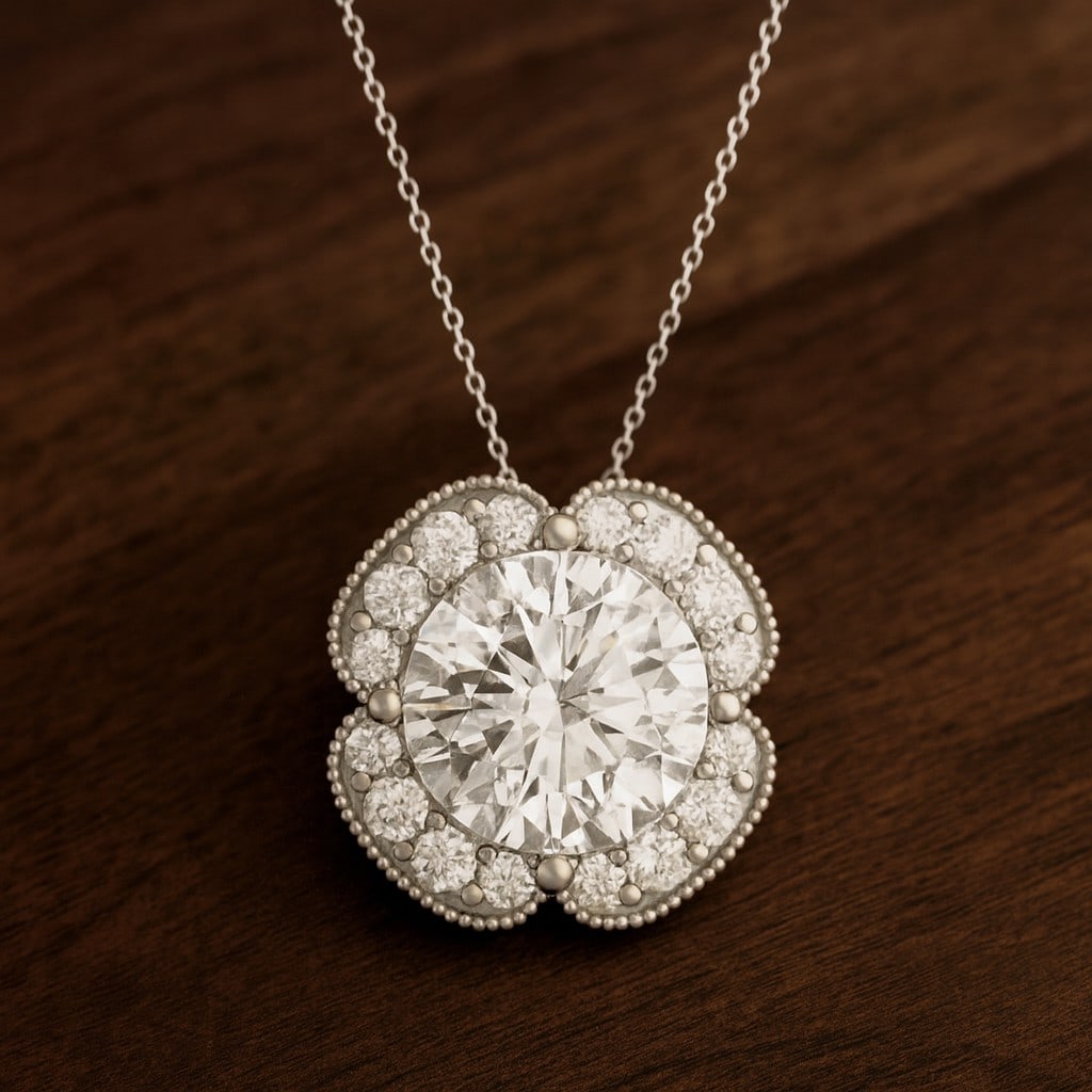 Lab Grown Diamond 92.5 Sterling Silver Necklace: Lab Grown Diamond 92.5 Sterling Silver Necklace Gemstone Shape : Round Gemstone Size : 8 MM Gemstone Quantity : 1 Piece Diamond Type : Lab Grown Diamond Shape : Round Diamond Color : D-E