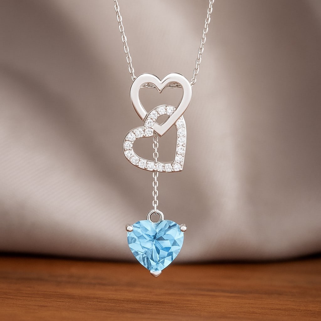 Natural Aquamarine & Diamond 92.5 Sterling Silver Pendant with Chain: Natural Aquamarine & Diamond 92.5 Sterling Silver Pendant with Chain Gemstone Shape : Heart Gemstone Size : 8 MM Gemstone Quantity : 1 Piece Diamond Type : Lab Grown Diamond Shape : Round Diamo