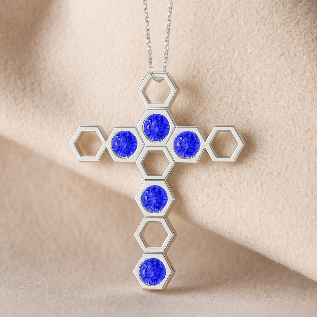 Natural Tanzanite Gemstone 92.5 Sterling Silver Pendant with Chain: Natural Tanzanite Gemstone 92.5 Sterling Silver Pendant with Chain Gemstone Shape : Round Gemstone Size : 3 MM Gemstone Quantity : 5 Pieces Metal : Silver Metal Purity : 92.5 Sterling Silver Pe