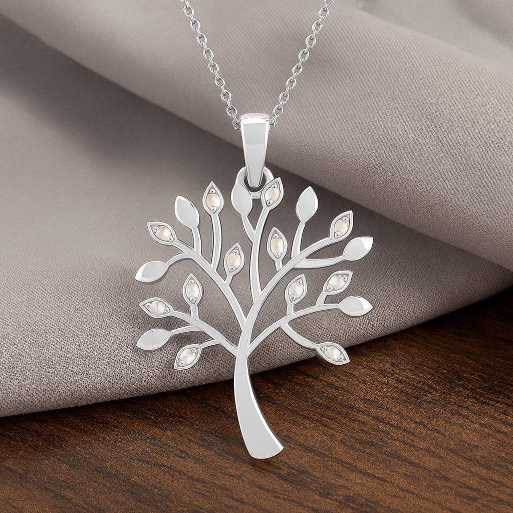 Natural Pearl Gemstone 92.5 Sterling Silver Pendant with Chain (1 of 7)