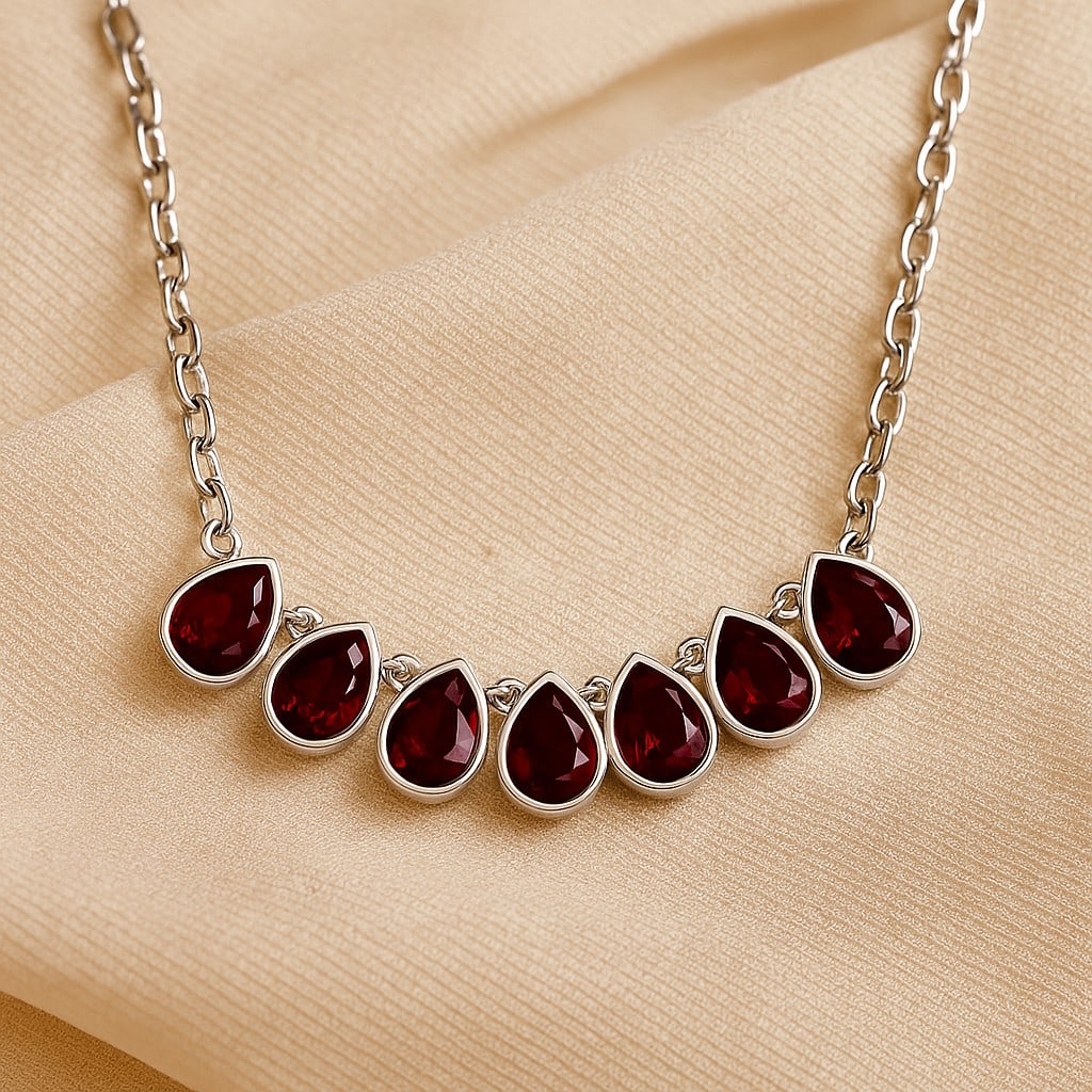 Natural Ruby Gemstone 92.5 Sterling Silver Necklace (1 of 7)