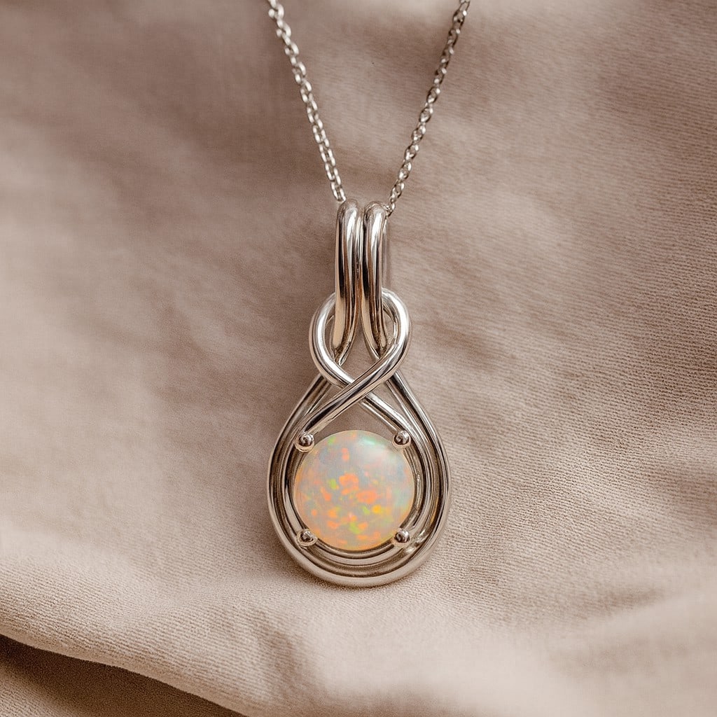 Natural Opal Gemstone 92.5 Sterling Silver Pendant with Chain: Natural Opal Gemstone 92.5 Sterling Silver Pendant with Chain Gemstone Shape : Round Gemstone Size : 7 MM Gemstone Quantity : 1 Piece Metal : Silver Metal Purity : 92.5 Sterling Silver Pendant