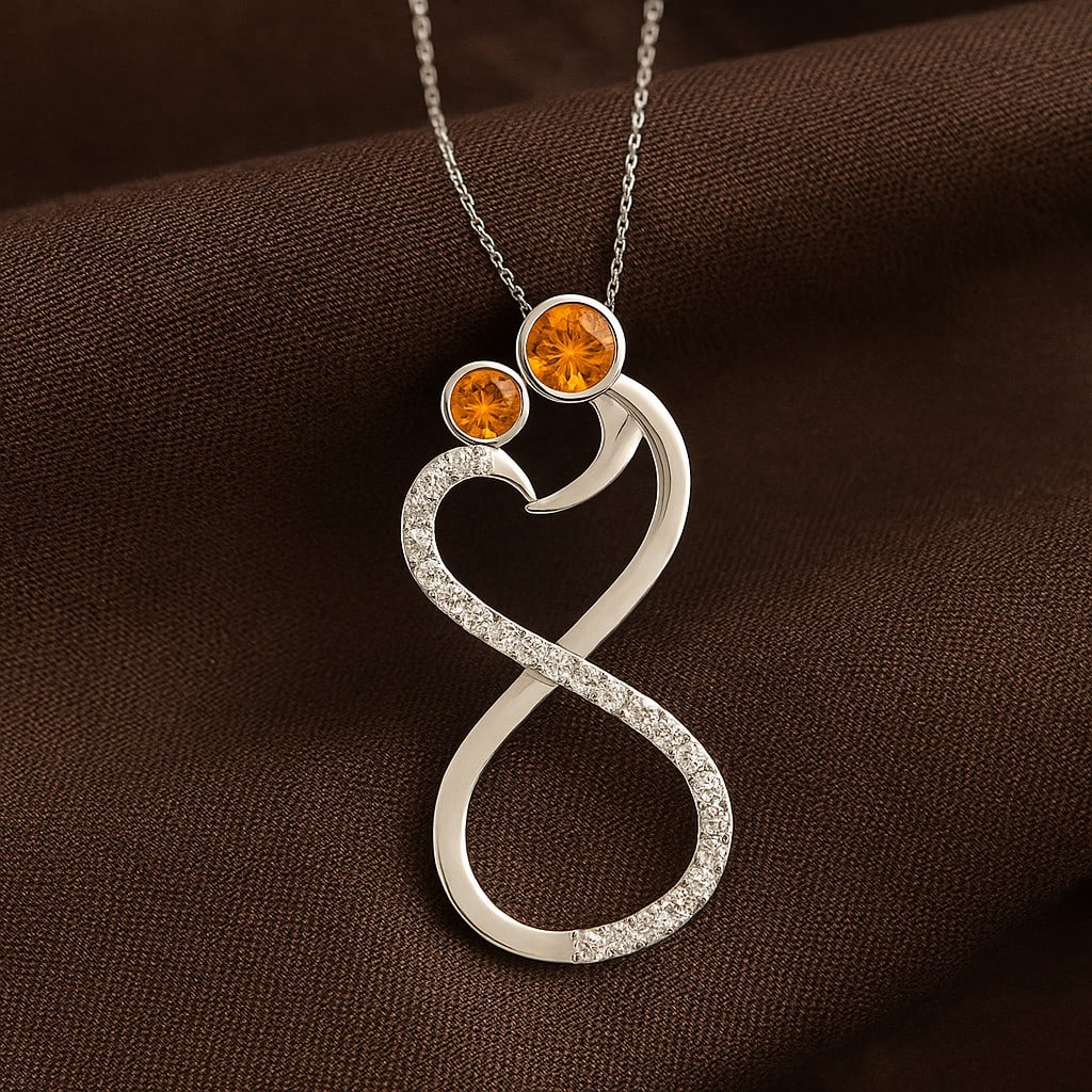 Natural Citrine & Diamond 92.5 Sterling Silver Pendant with Chain: Natural Citrine & Diamond 92.5 Sterling Silver Pendant with Chain Gemstone Shape : Round Gemstone Size : 3.2 MM, 2.8 MM Gemstone Quantity : 2 Pieces Diamond Type : Lab Grown Diamond Shape : Round<