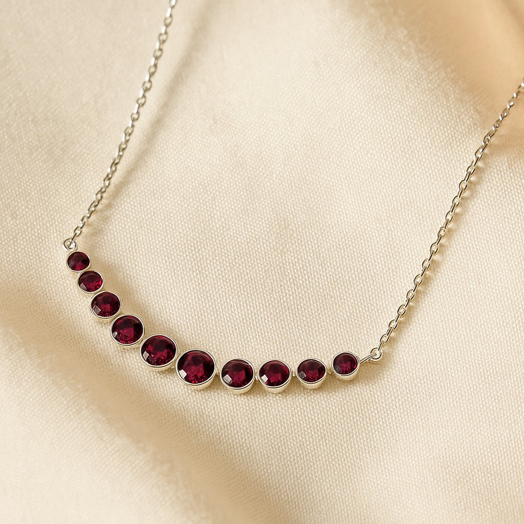 Natural Ruby Gemstone 92.5 Sterling Silver Necklace (1 of 7)