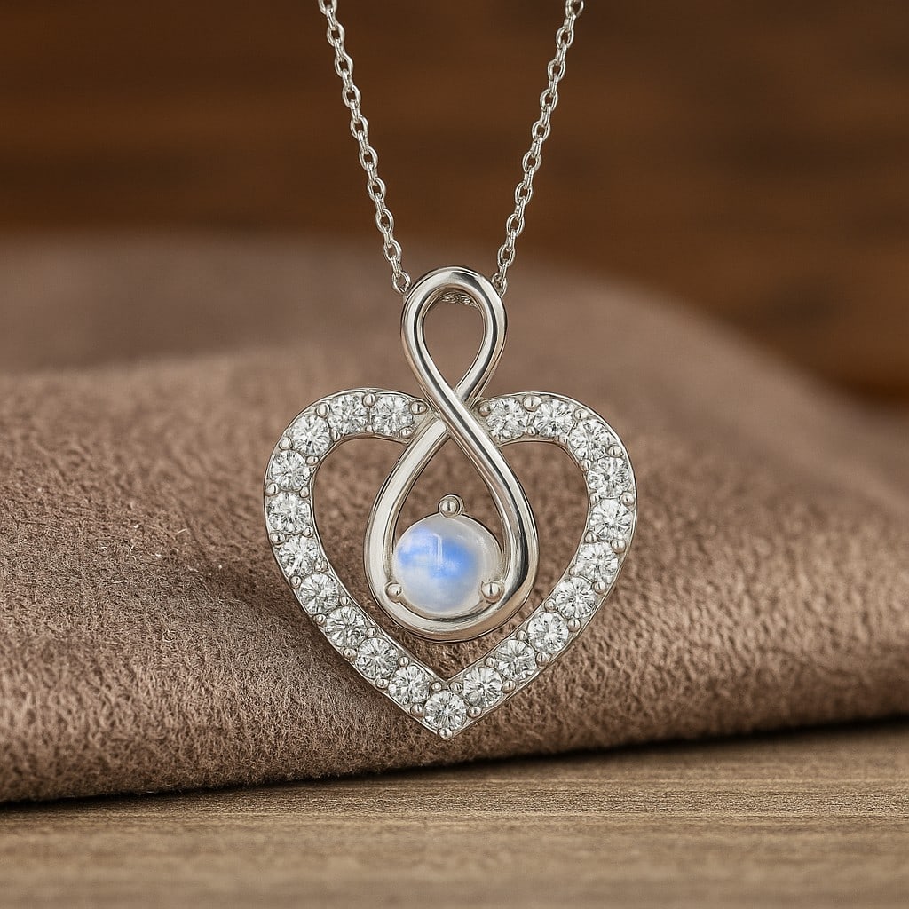Natural Moonstone & Diamond 92.5 Sterling Silver Pendant with Chain: Natural Moonstone & Diamond 92.5 Sterling Silver Pendant with Chain Gemstone Shape : Round Gemstone Size : 3.5 MM Gemstone Quantity : 1 Piece Diamond Type : Lab Grown Diamond Shape : Round Diam