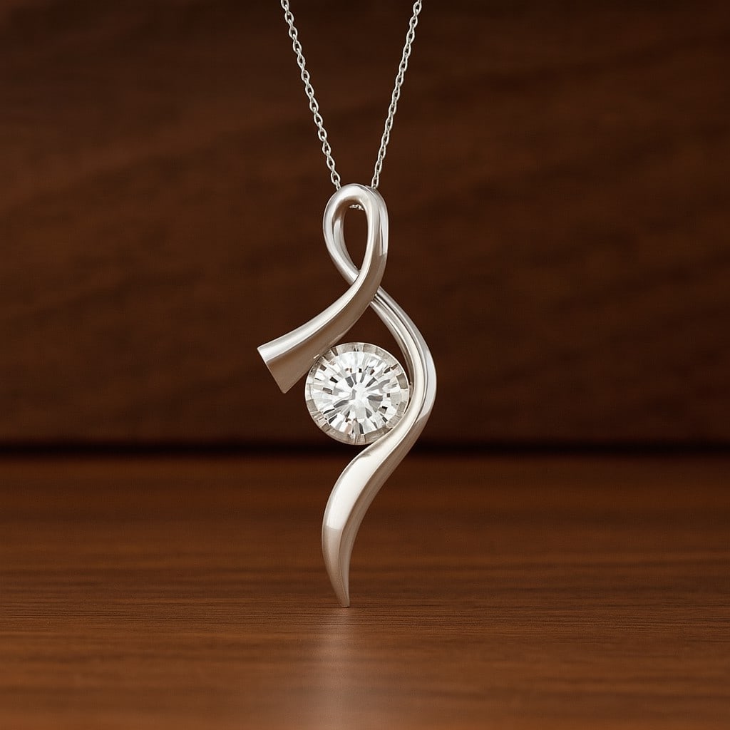 Lab Grown Diamond 92.5 Sterling Silver Pendant with Chain: Lab Grown Diamond 92.5 Sterling Silver Pendant with Chain Gemstone Shape : Round Gemstone Size : 6.00 MM Gemstone Quantity : 1 Piece Diamond Type : Lab Grown Diamond Shape : Round Diamond Color