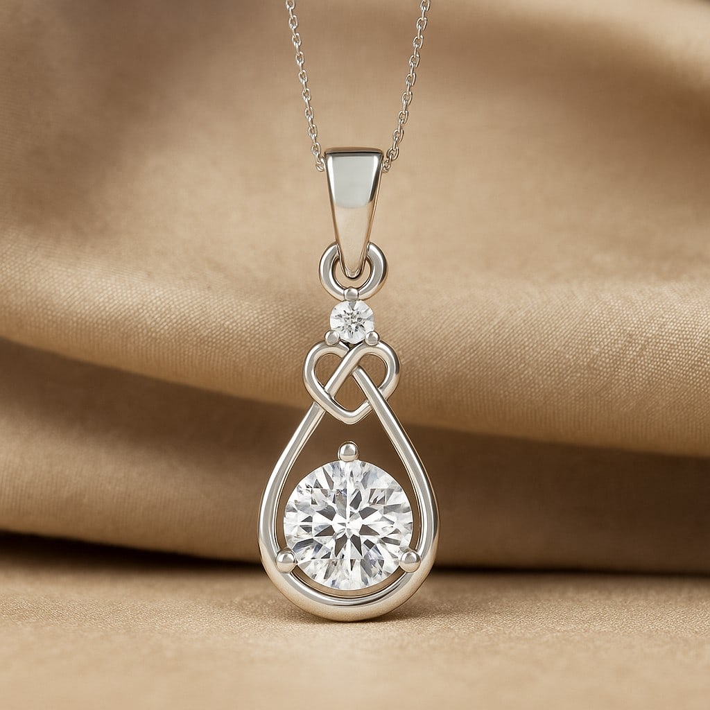 Lab Grown Diamond 92.5 Sterling Silver Pendant with Chain: Lab Grown Diamond 92.5 Sterling Silver Pendant with Chain Gemstone Shape : Round Gemstone Size : 6 MM Gemstone Quantity : 1 Piece Diamond Type : Lab Grown Diamond Shape : Round Diamond Color :