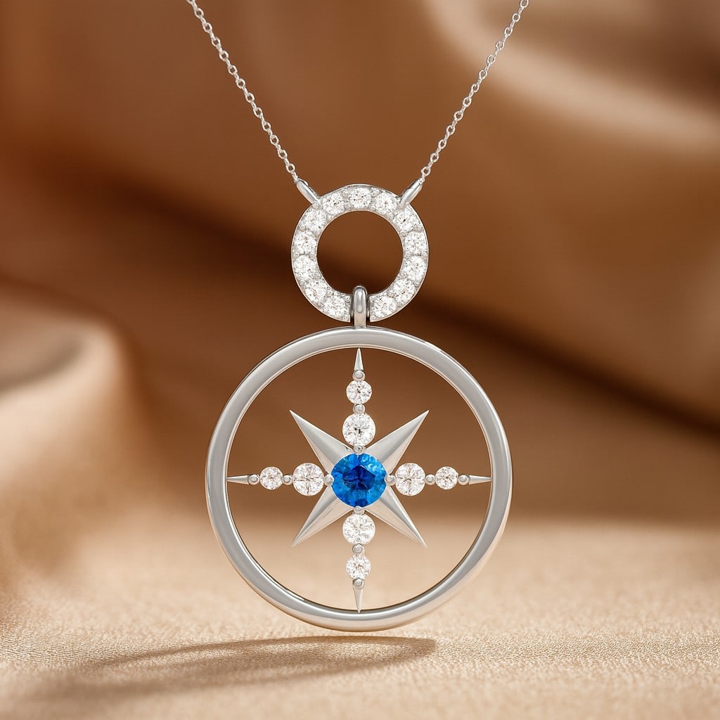 Natural Swiss Blue Topaz & Diamond 92.5 Sterling Silver Pendant with Chain: Natural Swiss Blue Topaz & Diamond 92.5 Sterling Silver Pendant with Chain Gemstone Shape : Round Gemstone Size : 3 MM Gemstone Quantity : 1 Piece Diamond Type : Lab Grown Diamond Shape : Round