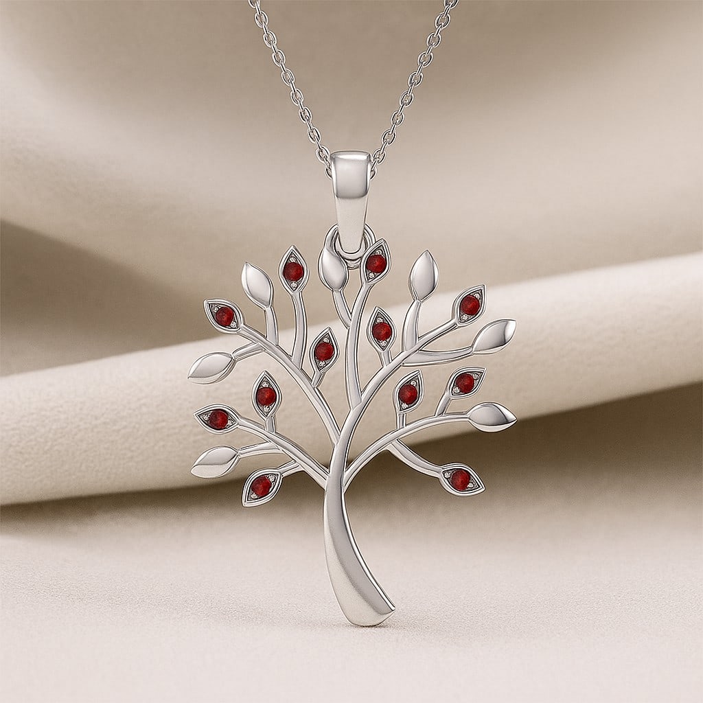 Natural Ruby Gemstone 92.5 Sterling Silver Pendant with Chain (1 of 7)