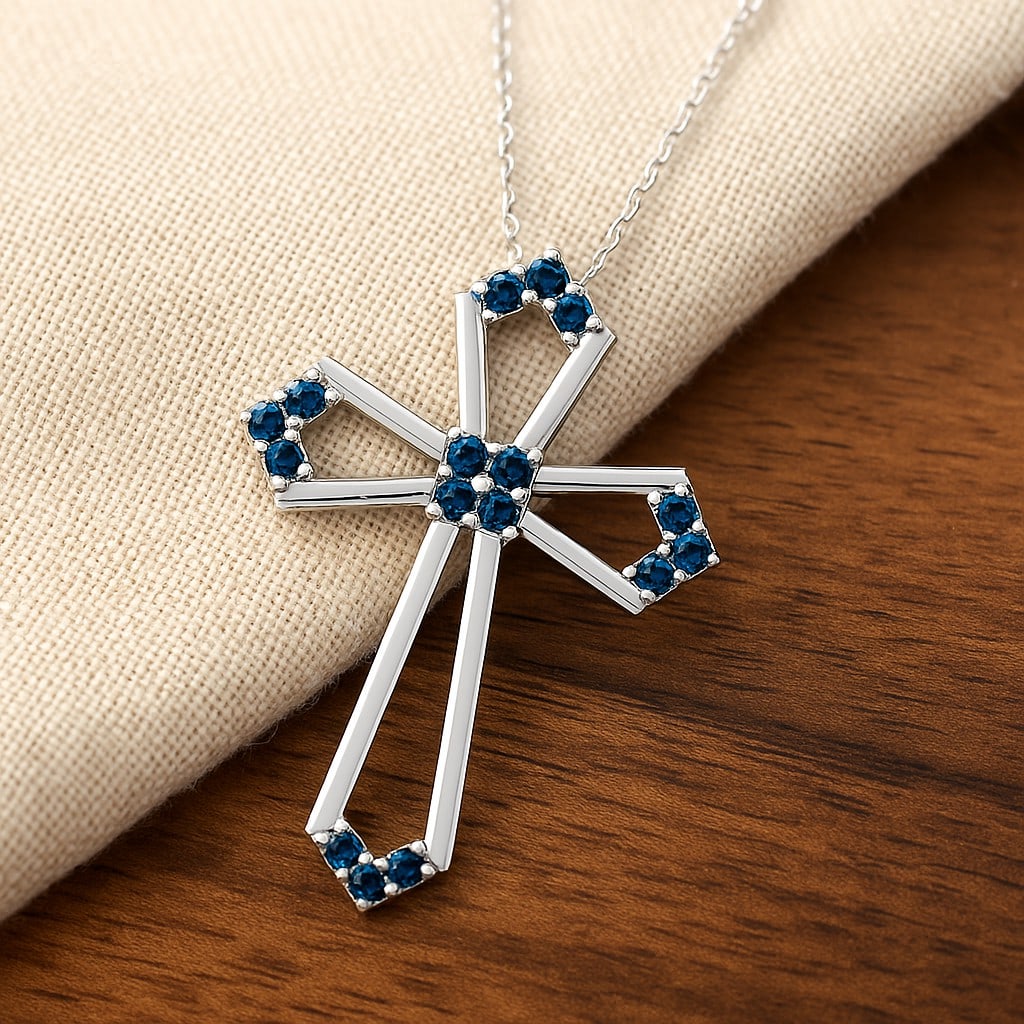 Natural London Blue Topaz Gemstone 92.5 Sterling Silver Pendant with Chain: Natural London Blue Topaz Gemstone 92.5 Sterling Silver Pendant with Chain Gemstone Shape : Round Gemstone Size : 1.1 MM, 1 MM Gemstone Quantity : 4 Pieces, 12 Pieces Metal : Silver Metal Purity : 92.