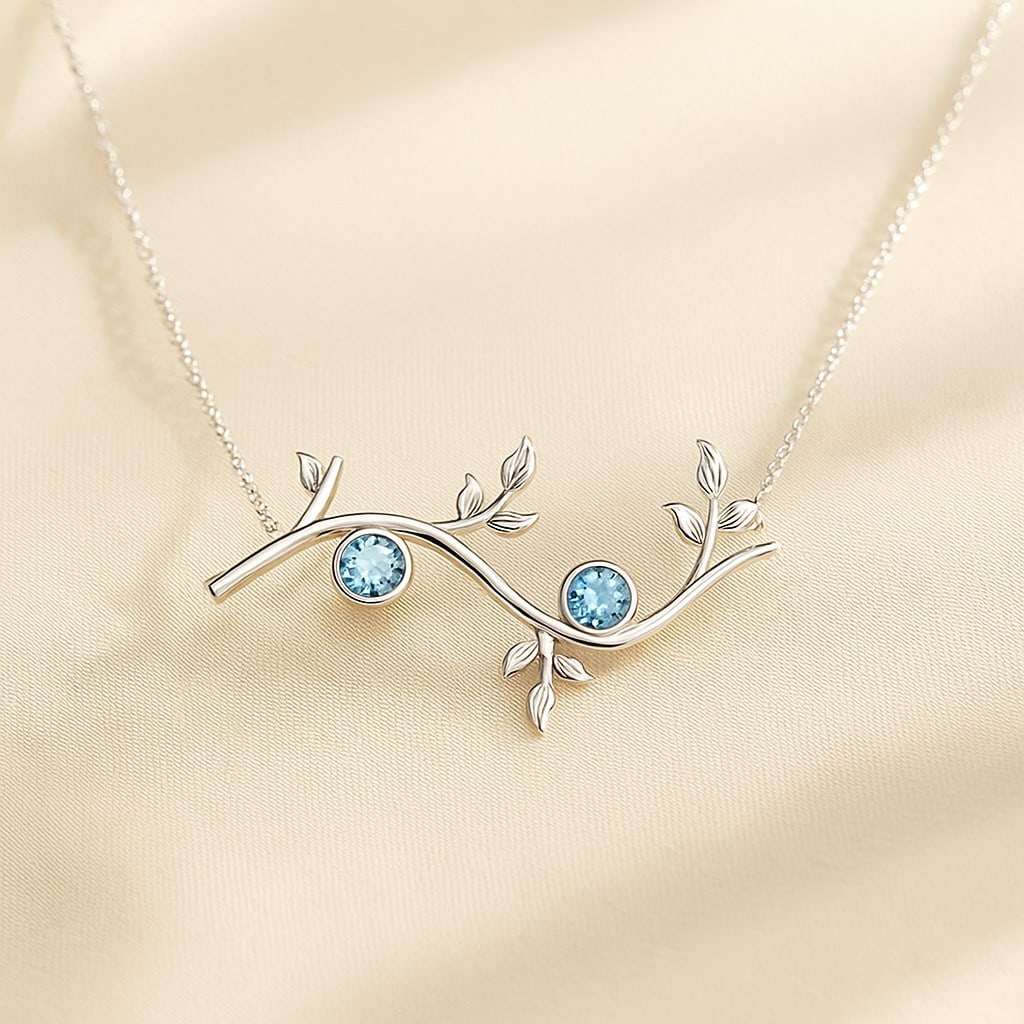 Natural Aquamarine Gemstone 92.5 Sterling Silver Necklace: Natural Aquamarine Gemstone 92.5 Sterling Silver Necklace Gemstone Shape : Round Gemstone Size : 4 MM Gemstone Quantity : 2 Pieces Metal : Silver Metal Purity : 92.5 Sterling Silver Pendant Len