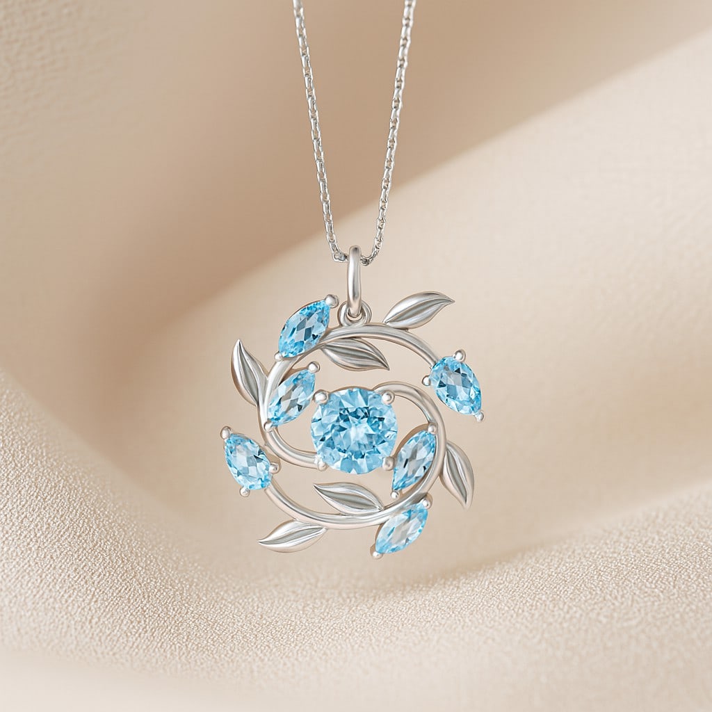 Natural Aquamarine Gemstone 92.5 Sterling Silver Pendant with Chain: Natural Aquamarine Gemstone 92.5 Sterling Silver Pendant with Chain Gemstone Shape : Marquise, Pear, Round Gemstone Size : 5x2.5 MM, 5x3 MM, 6 MM Gemstone Quantity : 7 Pieces Metal : Silver Metal Puri