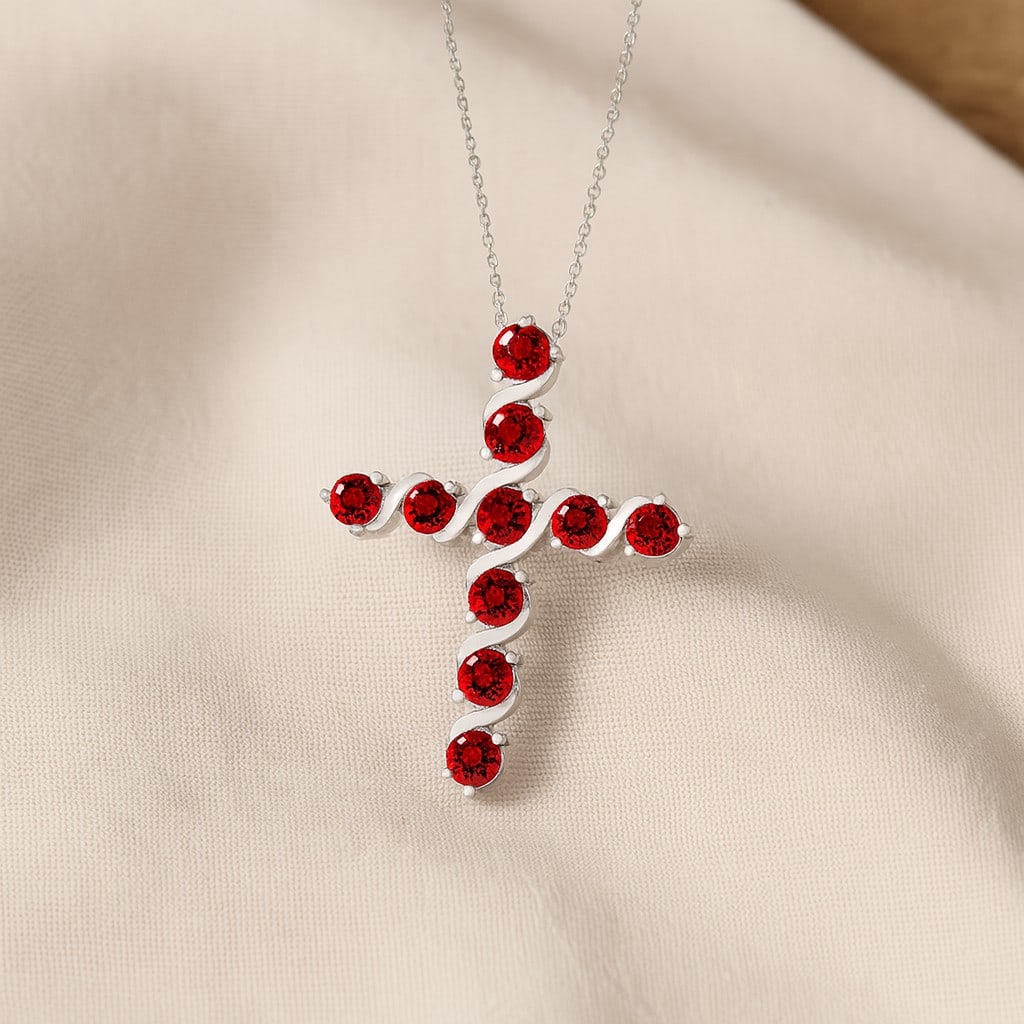 Natural Ruby Gemstone 92.5 Sterling Silver Pendant with Chain (1 of 7)