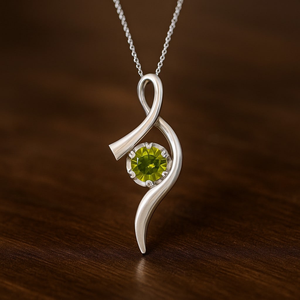 Natural Peridot Gemstone 92.5 Sterling Silver Pendant with Chain: Natural Peridot Gemstone 92.5 Sterling Silver Pendant with Chain Gemstone Shape : Round Gemstone Size : 6.00 MM Gemstone Quantity : 1 Piece Metal : Silver Metal Purity : 92.5 Sterling Silver Pe