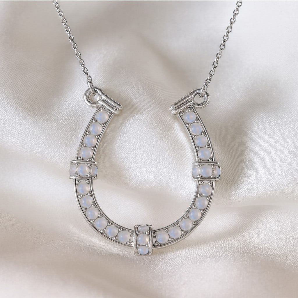 Natural Moonstone Gemstone 92.5 Sterling Silver Necklace (1 of 7)