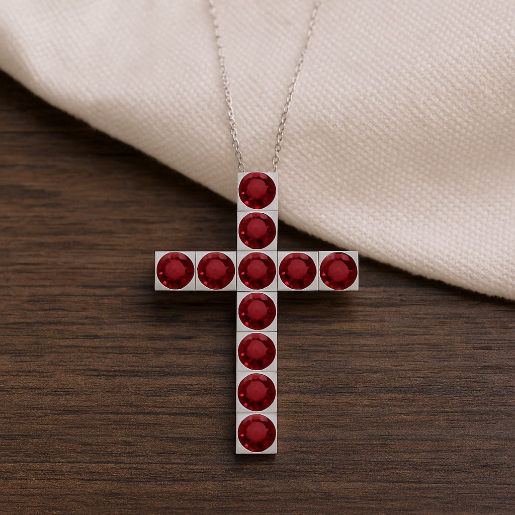 Natural Ruby Gemstone 92.5 Sterling Silver Pendant with Chain (1 of 7)