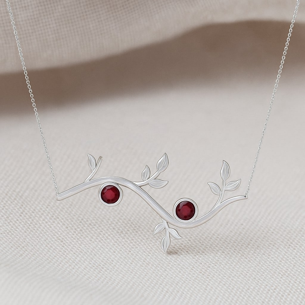 Natural Ruby Gemstone 92.5 Sterling Silver Necklace: Natural Ruby Gemstone 92.5 Sterling Silver Necklace Gemstone Shape : Round Gemstone Size : 4 MM Gemstone Quantity : 2 Pieces Metal : Silver Metal Purity : 92.5 Sterling Silver Pendant Length :