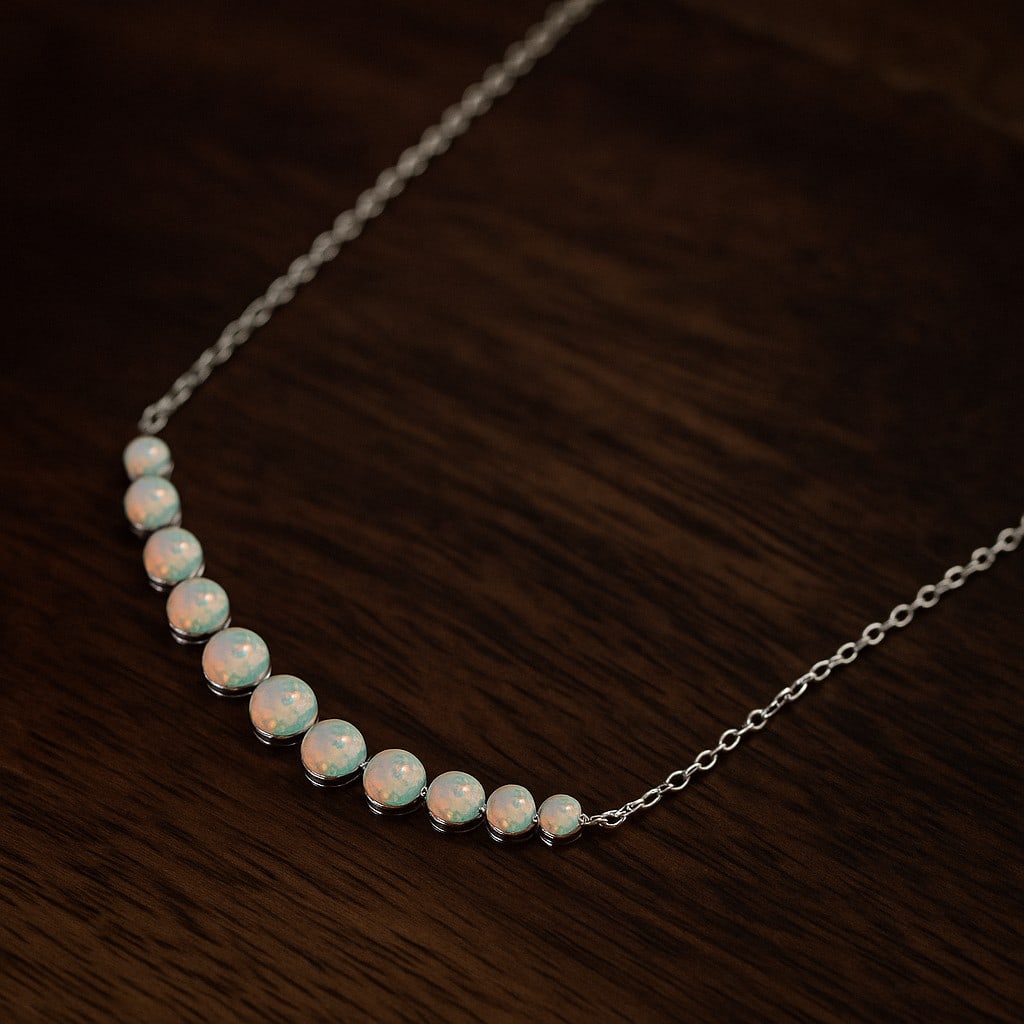 Natural Opal Gemstone 92.5 Sterling Silver Necklace (1 of 7)
