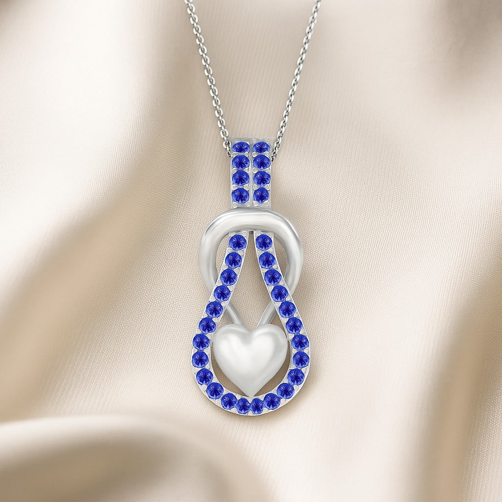 Natural Tanzanite Gemstone 92.5 Sterling Silver Pendant with Chain (1 of 7)