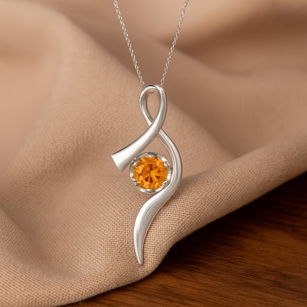 Natural Citrine Gemstone 92.5 Sterling Silver Pendant with Chain: Natural Citrine Gemstone 92.5 Sterling Silver Pendant with Chain Gemstone Shape : Round Gemstone Size : 6.00 MM Gemstone Quantity : 1 Piece Metal : Silver Metal Purity : 92.5 Sterling Silver Pe