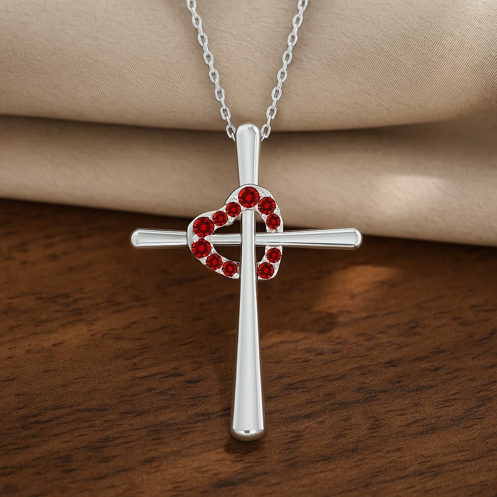 Natural Ruby Gemstone 92.5 Sterling Silver Pendant with Chain (1 of 7)