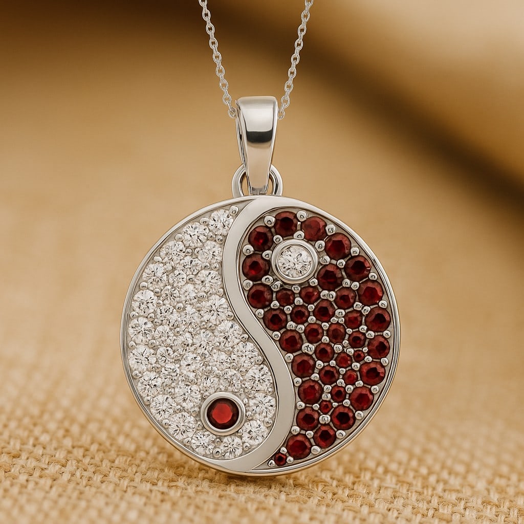 Natural Ruby & Diamond 92.5 Sterling Silver Pendant with Chain: Natural Ruby & Diamond 92.5 Sterling Silver Pendant with Chain Gemstone Shape : Round Gemstone Size : 1 - 2 MM Gemstone Quantity : 39 Pieces Diamond Type : Lab Grown Diamond Shape : Round Diamo