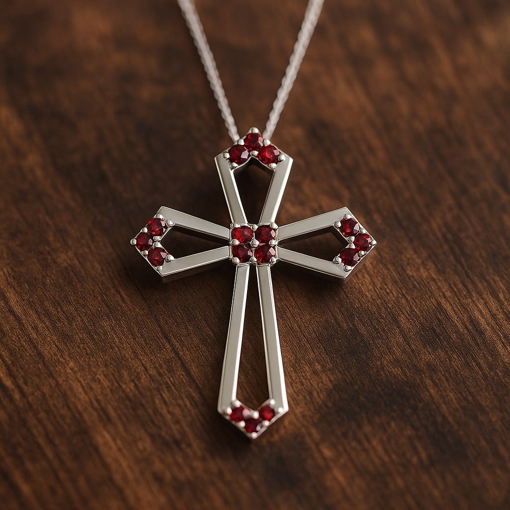 Natural Ruby Gemstone 92.5 Sterling Silver Pendant with Chain (1 of 7)