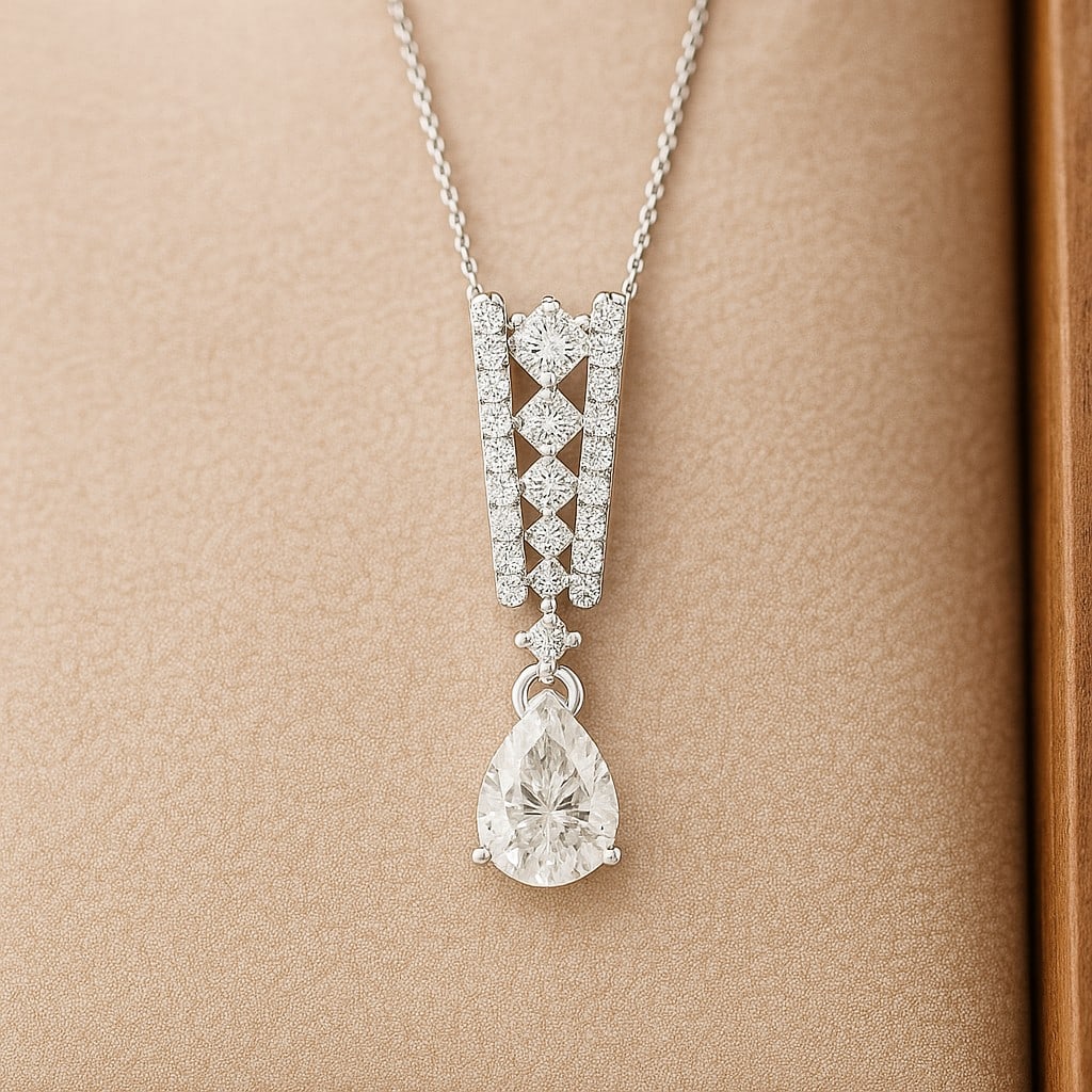 Lab Grown Diamond 92.5 Sterling Silver Pendant with Chain (1 of 7)