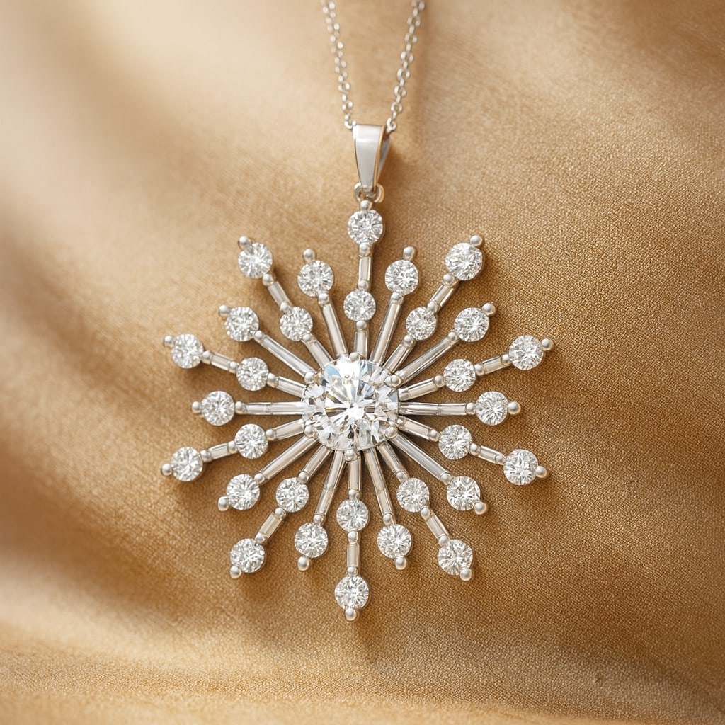 Lab Grown Diamond 92.5 Sterling Silver Pendant with Chain (1 of 7)