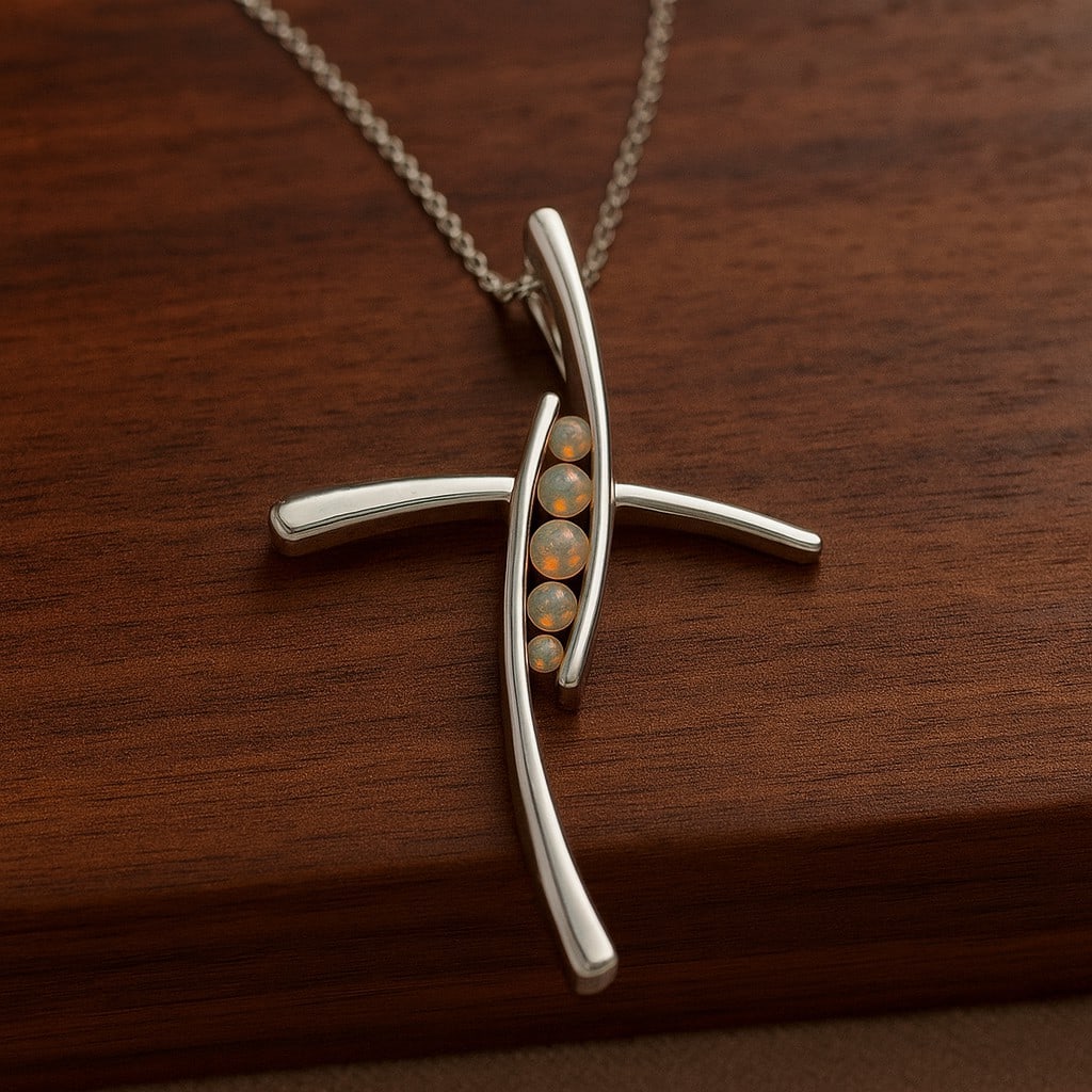 Natural Opal Gemstone 92.5 Sterling Silver Pendant with Chain (1 of 7)