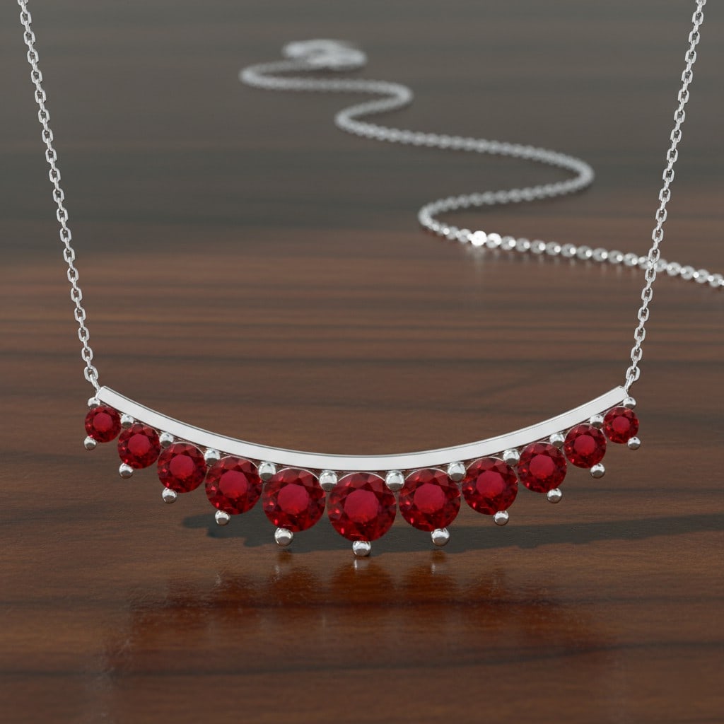 Natural Ruby Gemstone 92.5 Sterling Silver Necklace (1 of 7)
