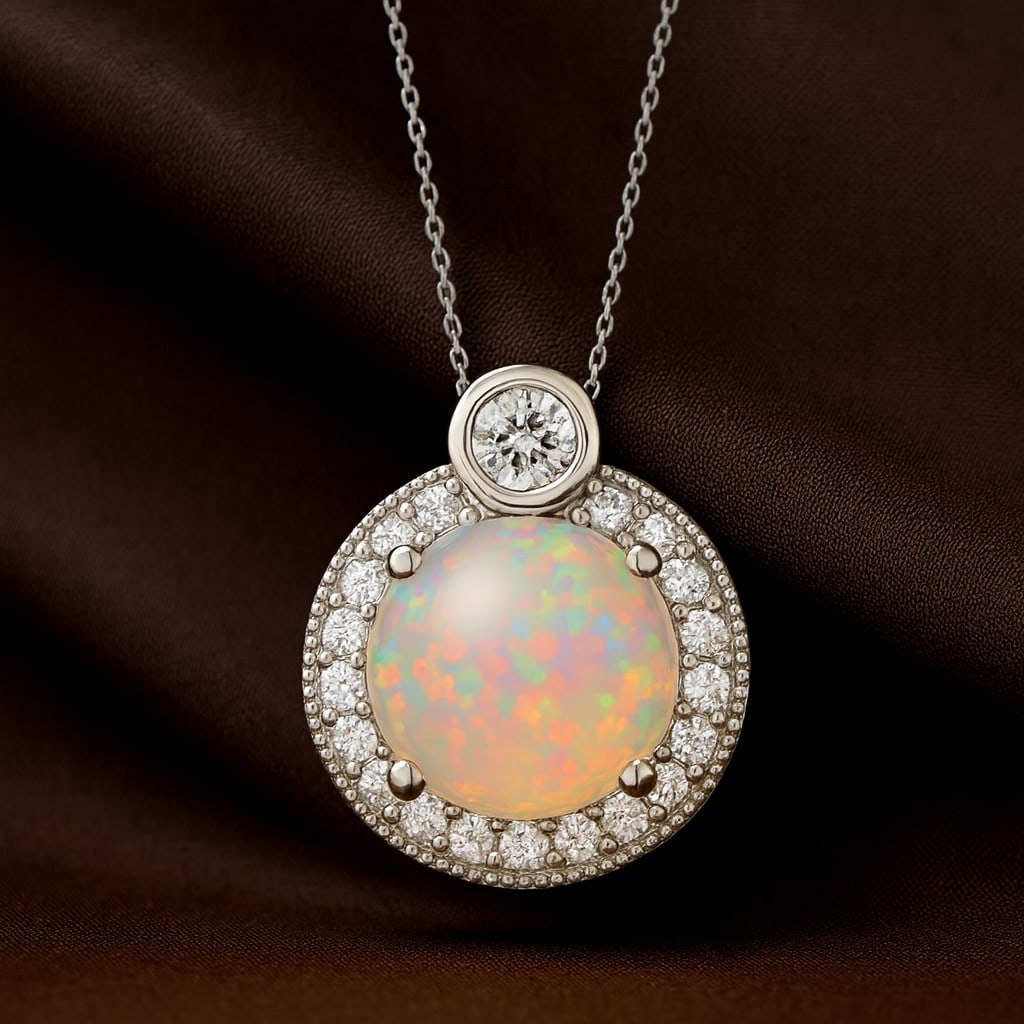 Natural Pearl & Diamond 92.5 Sterling Silver Pendant with Chain: Natural Pearl & Diamond 92.5 Sterling Silver Pendant with Chain Gemstone Shape : Round Gemstone Size : 7 MM Gemstone Quantity : 1 Piece Diamond Type : Lab Grown Diamond Shape : Round Diamond Co