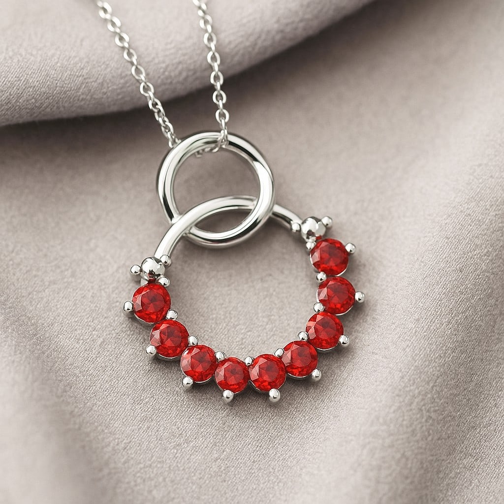 Natural Ruby Gemstone 92.5 Sterling Silver Pendant with Chain (1 of 7)