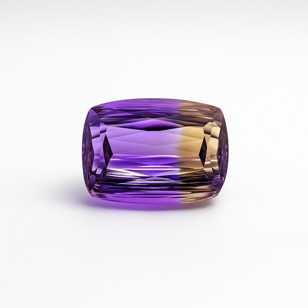 Natural Ametrine 22.45 Ct Cushion Cut Gemstone: Natural Ametrine 22.45 Ct Cushion Cut Gemstone Gemstone : Ametrine Shape : Cushion Size : 20x5x10 MM Color : Multicolor Cutting Type : Concave Cutting Quantity : 1 Piece Weight