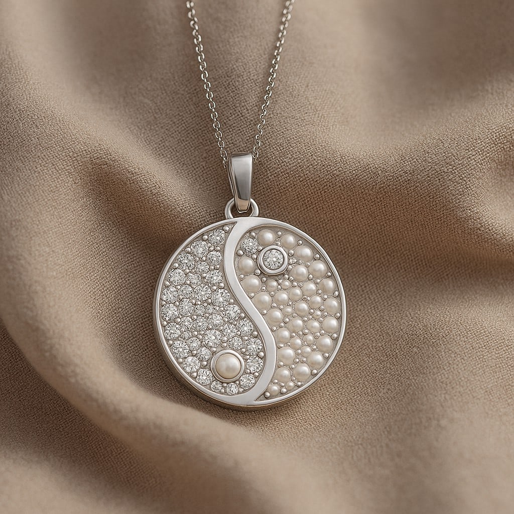Natural Pearl & Diamond 92.5 Sterling Silver Pendant with Chain: Natural Pearl & Diamond 92.5 Sterling Silver Pendant with Chain Gemstone Shape : Round Gemstone Size : 1 - 2 MM Gemstone Quantity : 39 Pieces Diamond Type : Lab Grown Diamond Shape : Round Diam