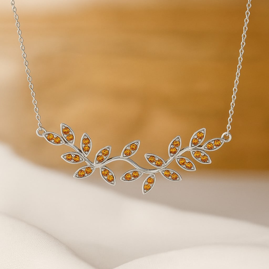 Natural Citrine Gemstone 92.5 Sterling Silver Necklace: Natural Citrine Gemstone 92.5 Sterling Silver Necklace Gemstone Shape : Round Gemstone Size : 1.4 MM Gemstone Quantity : 34 Pieces Metal : Silver Metal Purity : 92.5 Sterling Silver Pendant Len