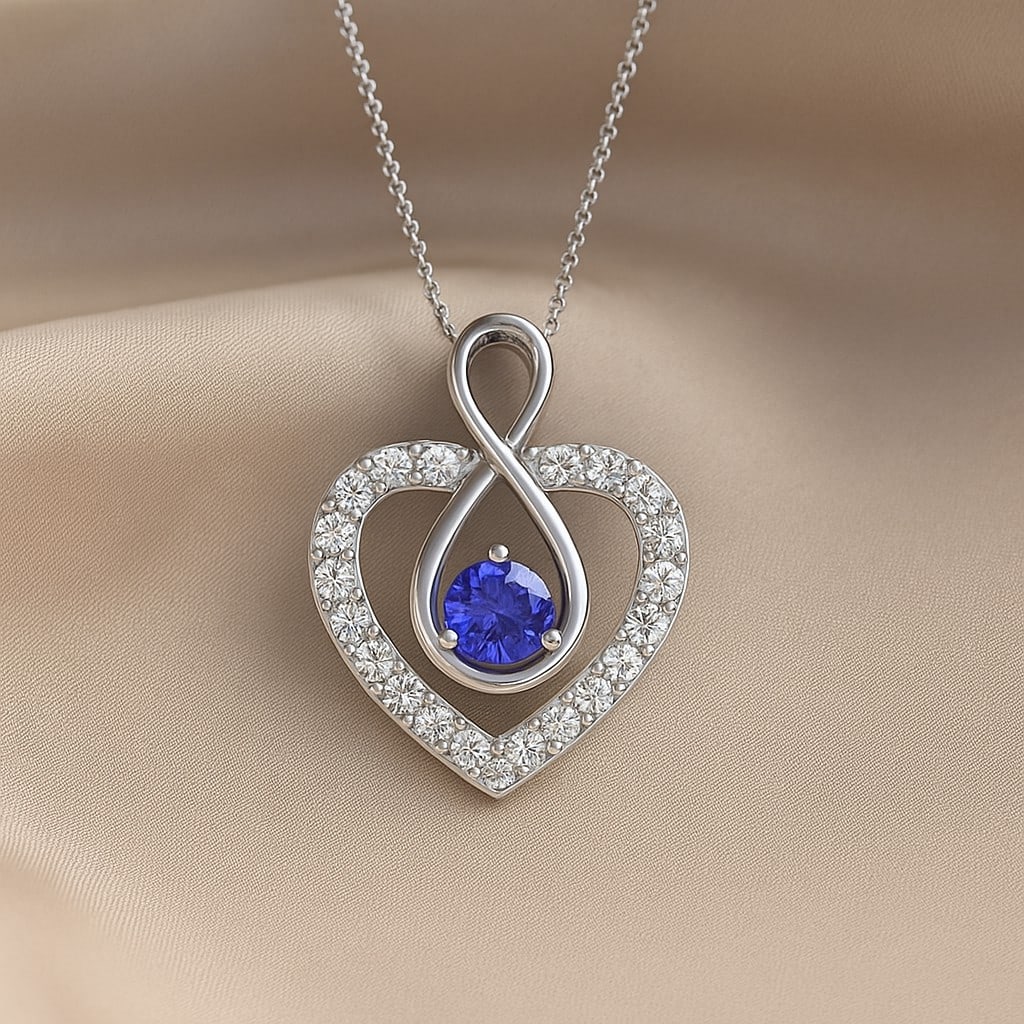 Natural Tanzanite & Diamond 92.5 Sterling Silver Pendant with Chain: Natural Tanzanite & Diamond 92.5 Sterling Silver Pendant with Chain Gemstone Shape : Round Gemstone Size : 3.5 MM Gemstone Quantity : 1 Piece Diamond Type : Lab Grown Diamond Shape : Round Diam